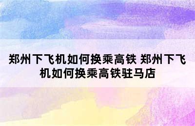 郑州下飞机如何换乘高铁 郑州下飞机如何换乘高铁驻马店